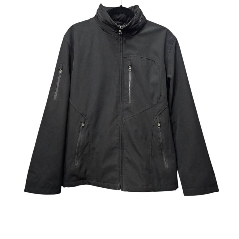 TAHARI Men's Zip Up Hooded 3 Season Weather Black Lined Utility Jacket